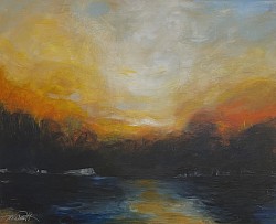 “The River at Sunset”,  acrylic on canvas, 30 x 40 in.  2022
