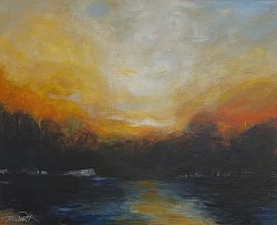 “The River at Sunset”,  acrylic on canvas, 30 x 40 in.  2022